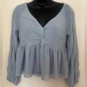 American Eagle Women's Light Blue Peplum Top